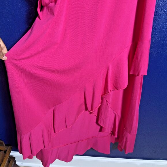 Soft Surroundings Ruffle Hi-Low Hem Maxi Dress Size M Cotton Modal Blend Stretch - Picture 4 of 7